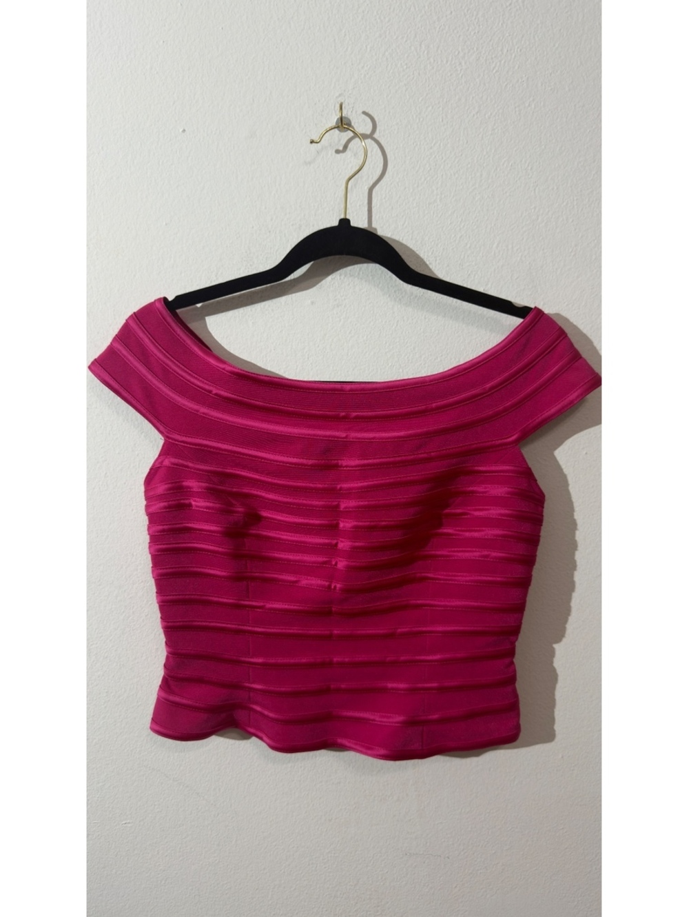 Vintage JS Collections Bandage Crop Top Women Zipper Back Pink Cocktail Party